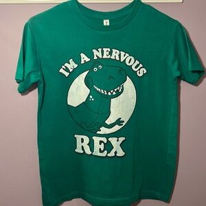 Youth Boy Large Toy Story Rex Tee / Shirt / T-Shirt “I’m A Nervous REX” Disney